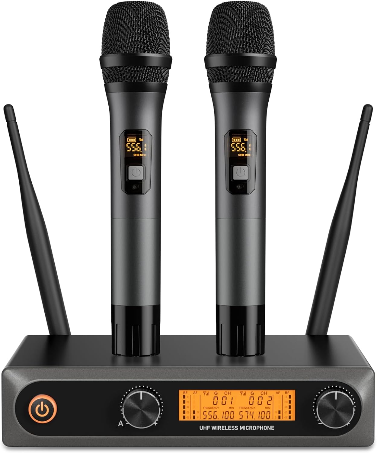 Wireless Microphone System, Metal Dual UHF Cordless Mics Handheld Micr ...