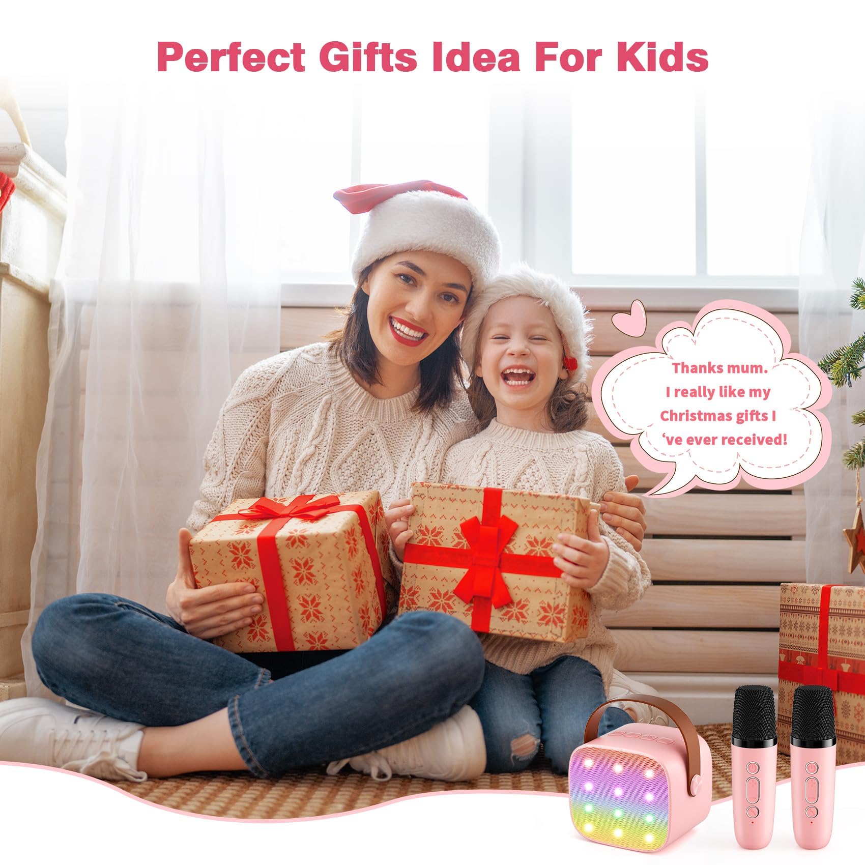 Mini Karaoke Machine with 2 Wireless Microphones, 2026 TOP Kids Portable Bluetooth Karaoke Machine for 3, 4, 5, 6, 7, 8, 9,10,11,12+Year Old, Christmas Birthday Gifts for Girls Boys Adults Home Party