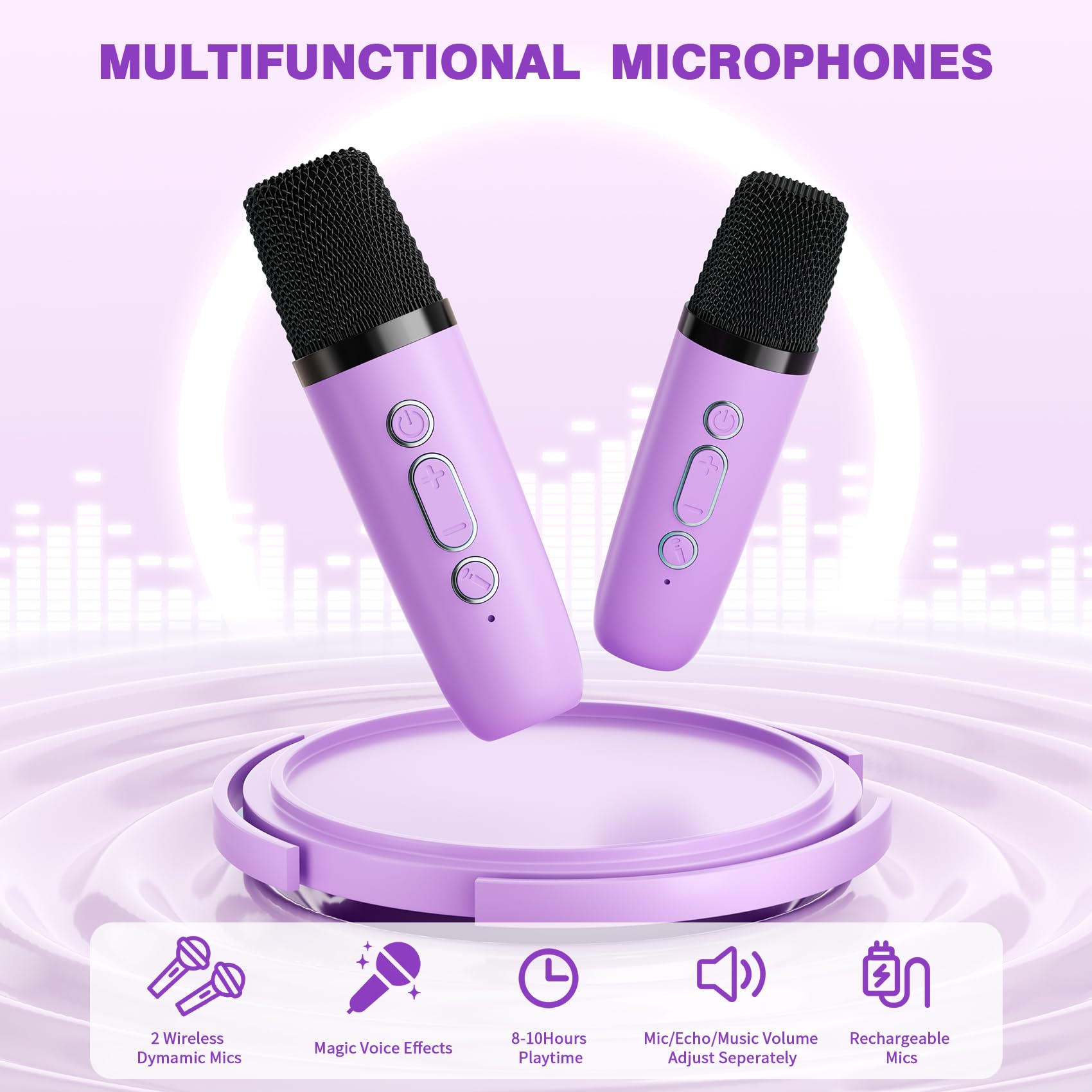 Mini Karaoke Machine with 2 Wireless Microphones, 2026 TOP Kids Portable Bluetooth Karaoke Machine for 3, 4, 5, 6, 7, 8, 9,10,11,12+Year Old, Christmas Birthday Gifts for Girls Boys Adults Home Party
