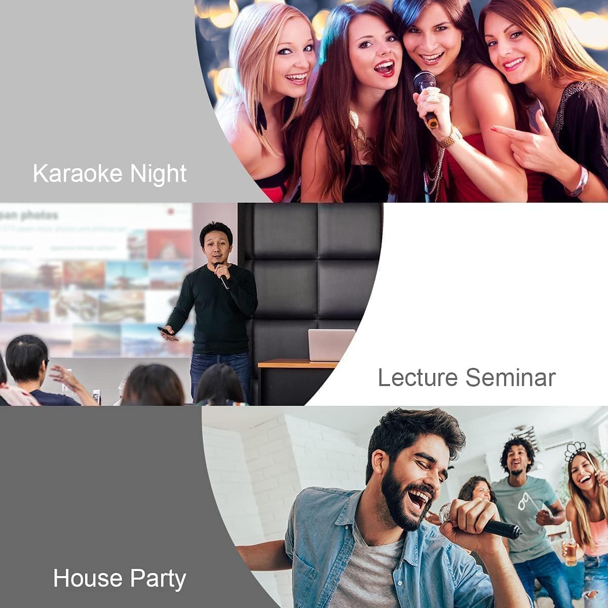 Wireless Microphone System, Dual UHF Portable Karaoke Microphone, HDMI & AUX in/Out, Optical Out, Stable Signal, 100ft Range – Wireless Mic for Singing, Karaoke, Church, Smart TV, PC, PA Speaker