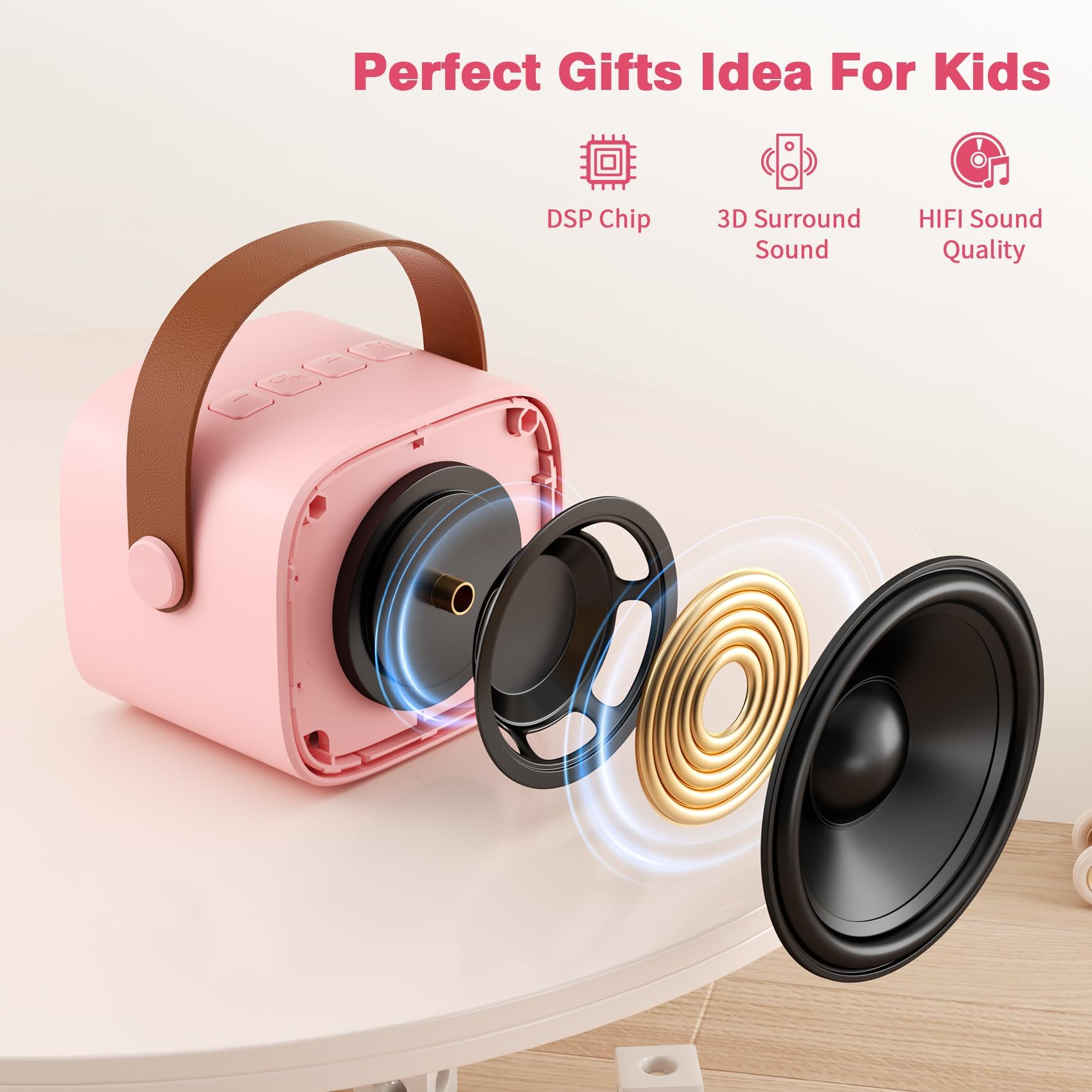 Mini Karaoke Machine with 2 Wireless Microphones, 2026 TOP Kids Portable Bluetooth Karaoke Machine for 3, 4, 5, 6, 7, 8, 9,10,11,12+Year Old, Christmas Birthday Gifts for Girls Boys Adults Home Party