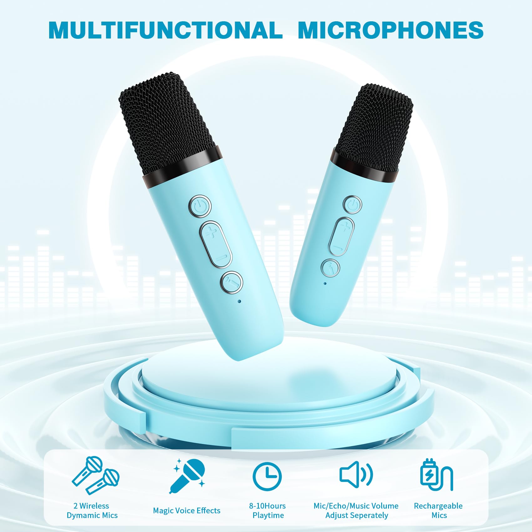 Mini Karaoke Machine with 2 Wireless Microphones, 2026 TOP Kids Portable Bluetooth Karaoke Machine for 3, 4, 5, 6, 7, 8, 9,10,11,12+Year Old, Christmas Birthday Gifts for Girls Boys Adults Home Party