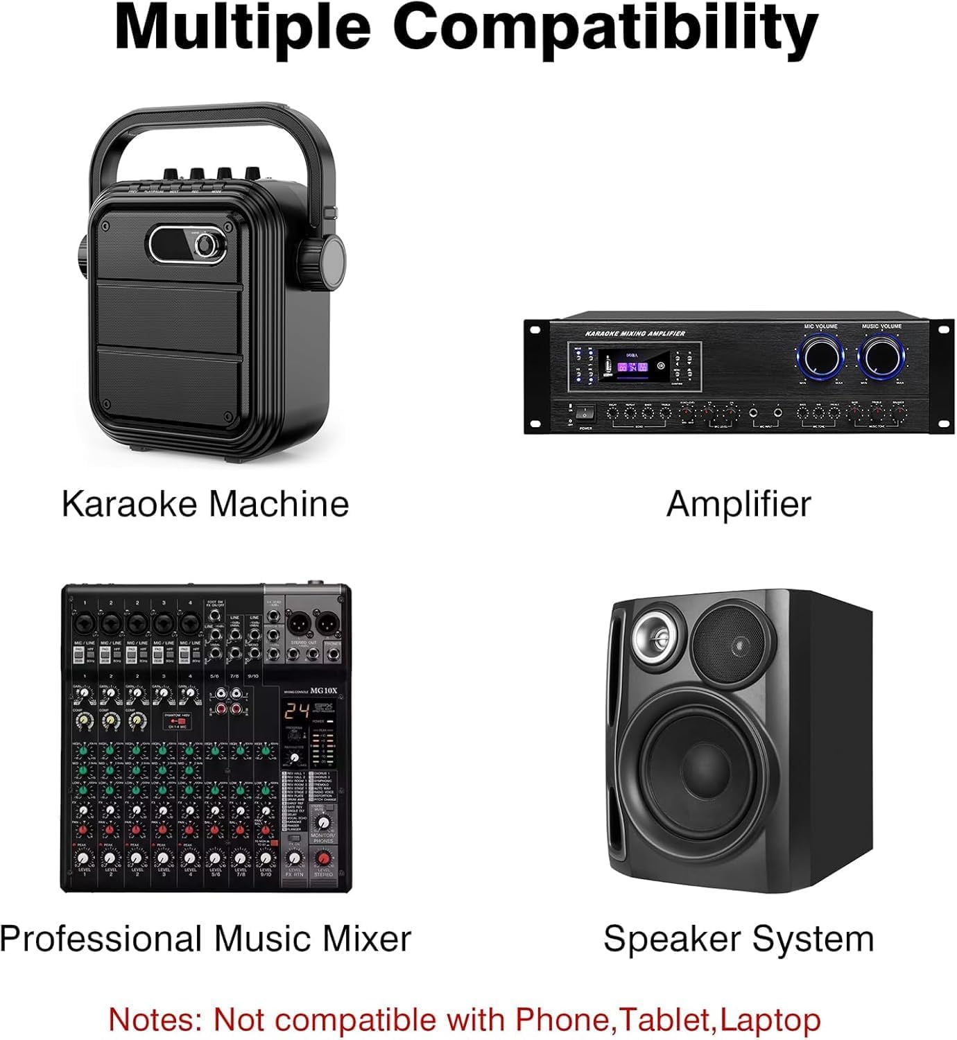 Wireless Microphone System, Metal Dual UHF Cordless Mics Handheld Microphone, Professional Wireless Mic Set for Karaoke, Party, Church, Wedding, DJ, Home KTV Set, 200ft