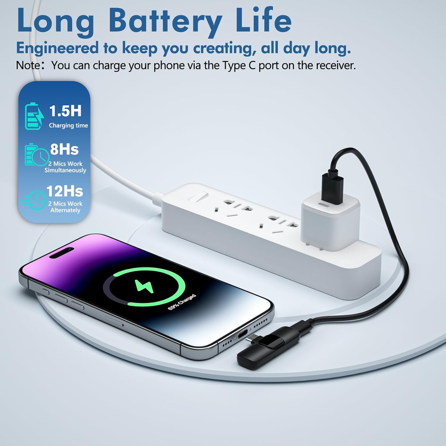 Professional Wireless Microphone for iPhone,iPad,Android, Lavalier Lapel Mic for Video Recording, Mini Mic Crystal Clear Recording with USB-C for Content Creators Vlog YouTube Tiktok Podcast Interview