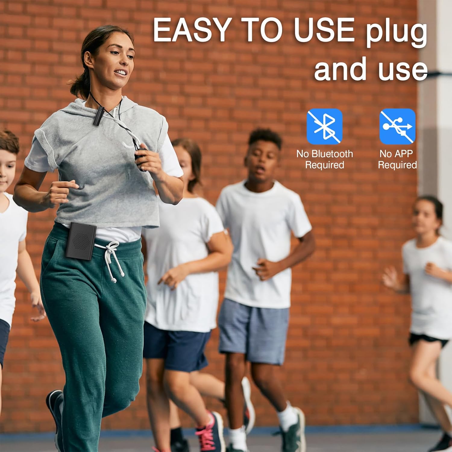 Wireless Voice Amplifier with Wireless Lavalier Lapel Microphone, PA System, Portable Speaker and Cordless Omnidirectional Condenser Recording Mic for Teacher, Streaming,Classroom,Speech, Meeting,Yoga