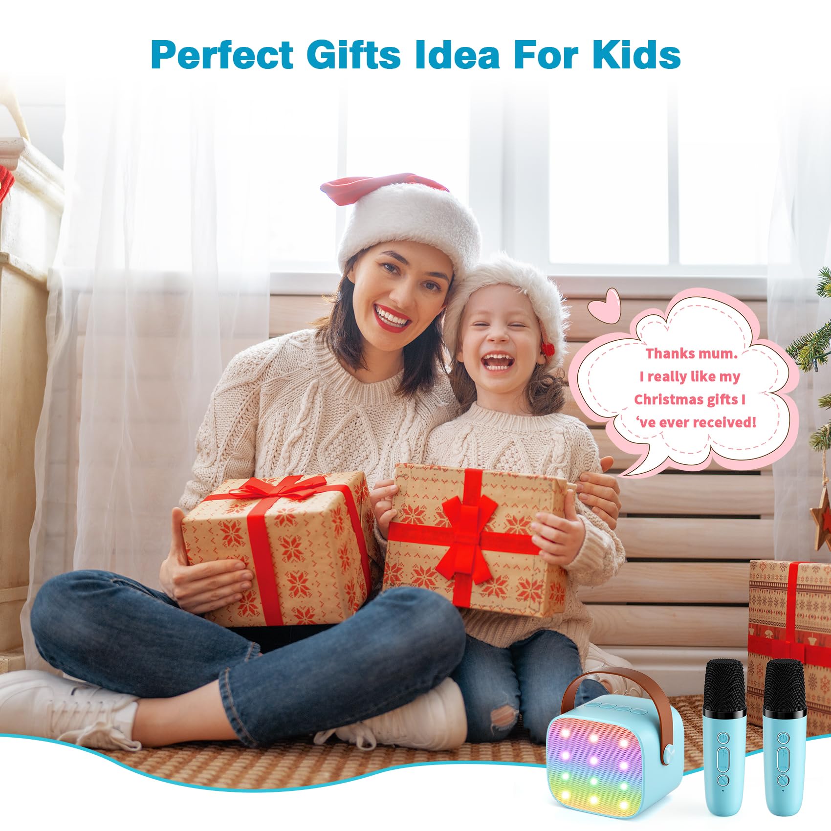 Mini Karaoke Machine with 2 Wireless Microphones, 2026 TOP Kids Portable Bluetooth Karaoke Machine for 3, 4, 5, 6, 7, 8, 9,10,11,12+Year Old, Christmas Birthday Gifts for Girls Boys Adults Home Party