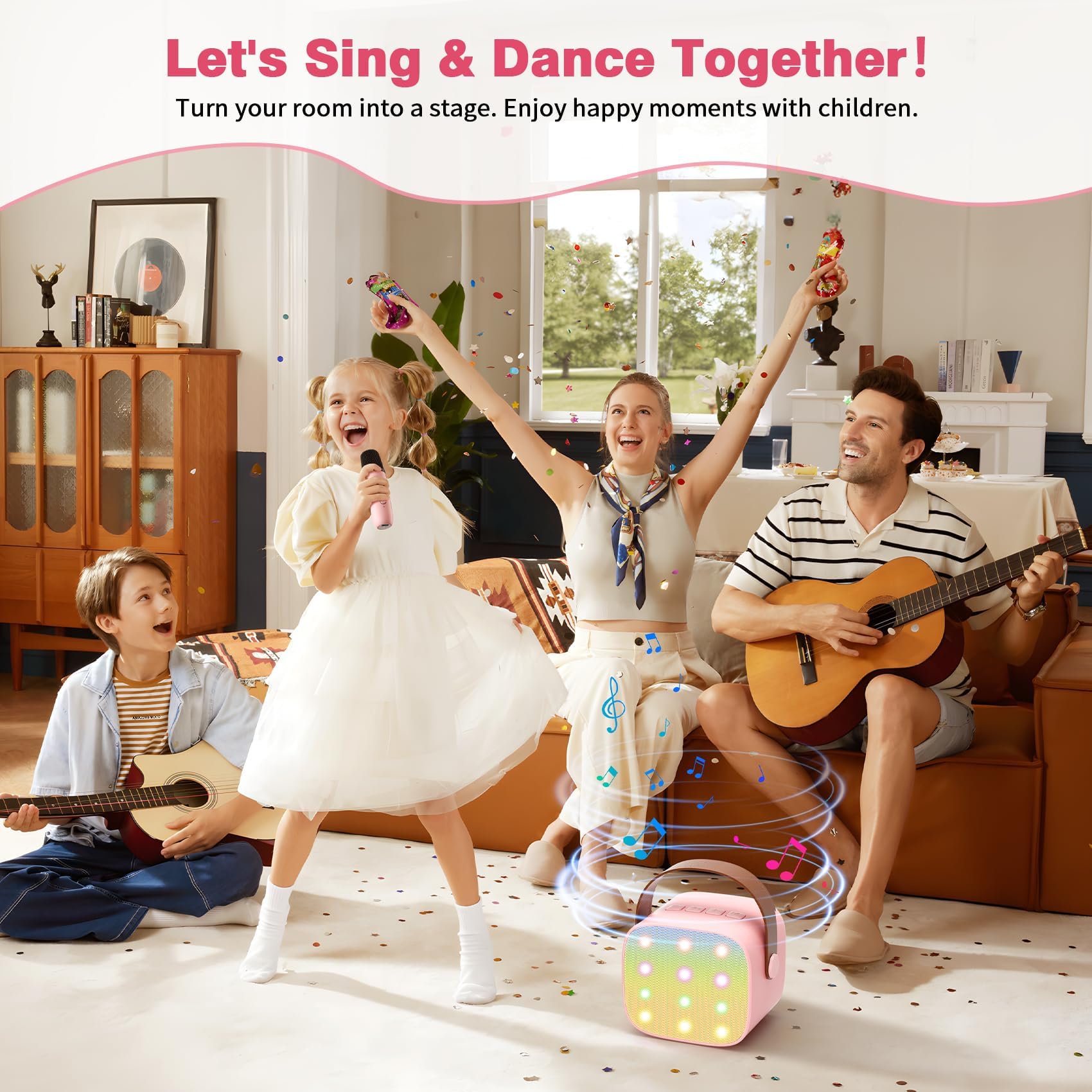 Mini Karaoke Machine with 2 Wireless Microphones, 2026 TOP Kids Portable Bluetooth Karaoke Machine for 3, 4, 5, 6, 7, 8, 9,10,11,12+Year Old, Christmas Birthday Gifts for Girls Boys Adults Home Party