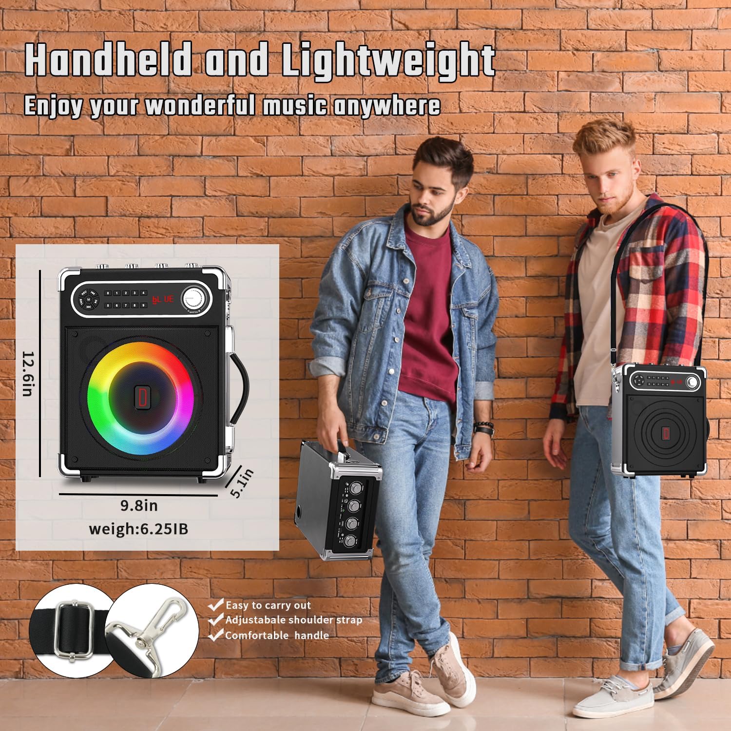 Karaoke Machine, Portable Bluetooth Speaker with 2 Wireless Microphones for Adults & Kids, PA System with Remote Control, LED Lights, Support USB/TF/REC/FM/AUX/TWS for Party Home System Packages