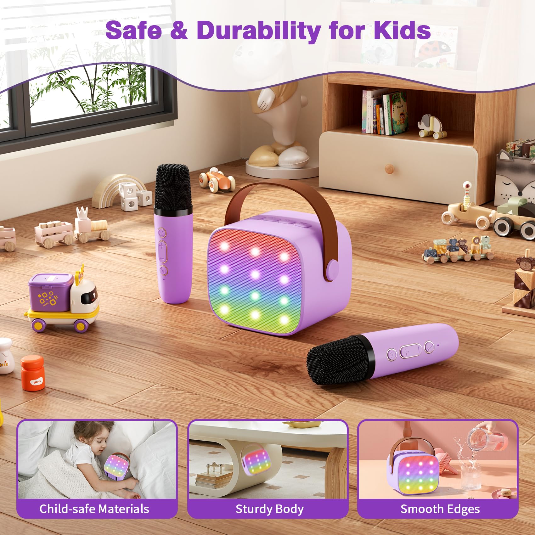 Mini Karaoke Machine with 2 Wireless Microphones, 2026 TOP Kids Portable Bluetooth Karaoke Machine for 3, 4, 5, 6, 7, 8, 9,10,11,12+Year Old, Christmas Birthday Gifts for Girls Boys Adults Home Party