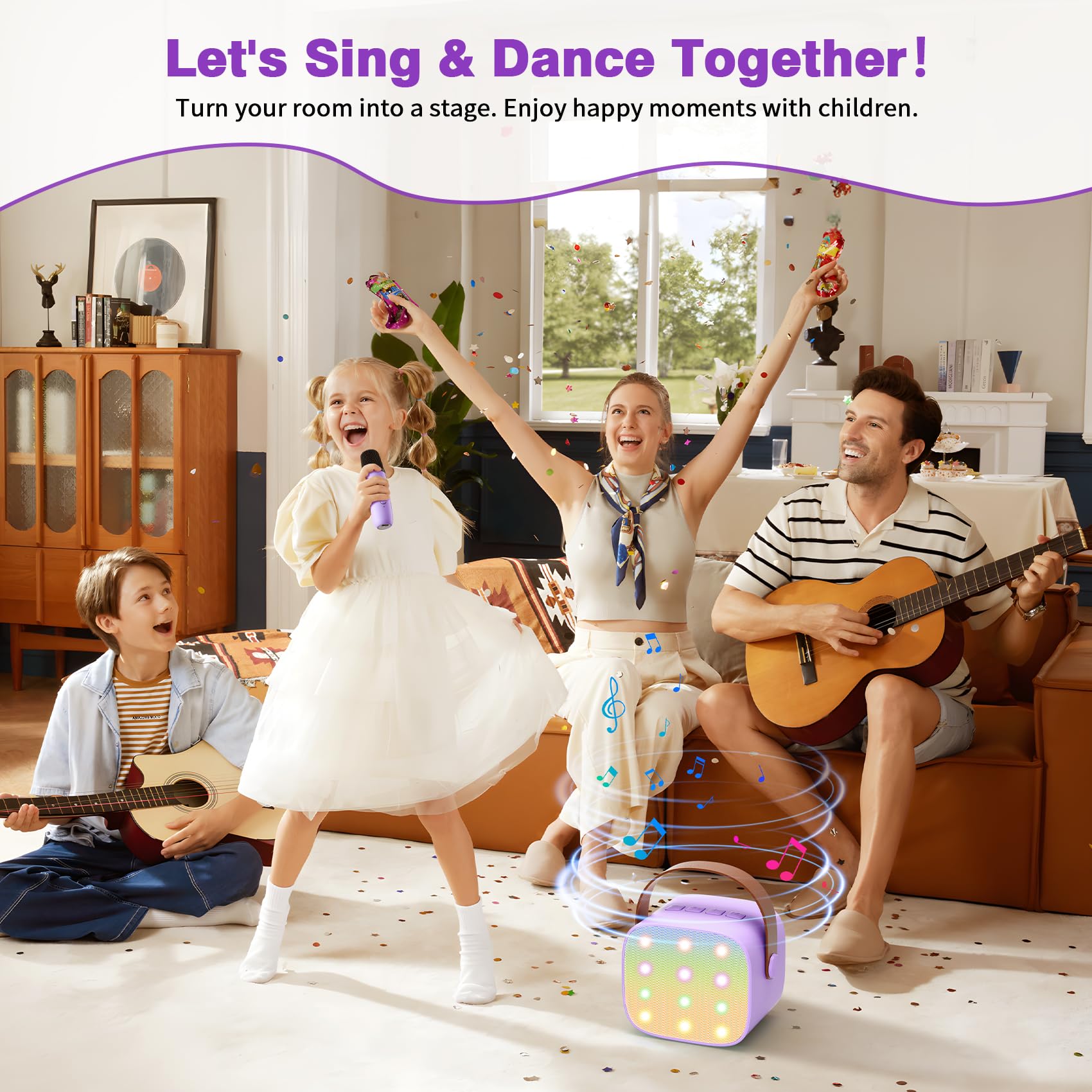 Mini Karaoke Machine with 2 Wireless Microphones, 2026 TOP Kids Portable Bluetooth Karaoke Machine for 3, 4, 5, 6, 7, 8, 9,10,11,12+Year Old, Christmas Birthday Gifts for Girls Boys Adults Home Party